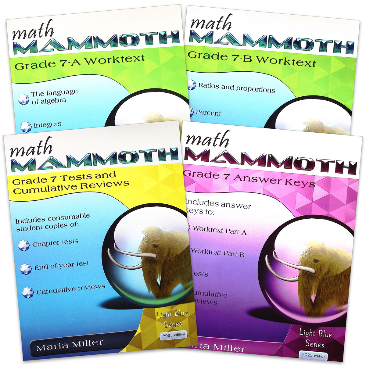Math Mammoth Light Blue Series Grade 7 Colored Package
