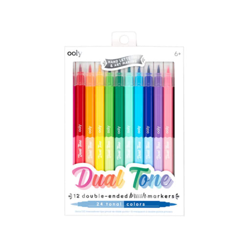 Dual Tone Double Ended Brush Markers (set of 12)