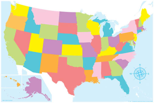 Magnetic U.S. Map Chart