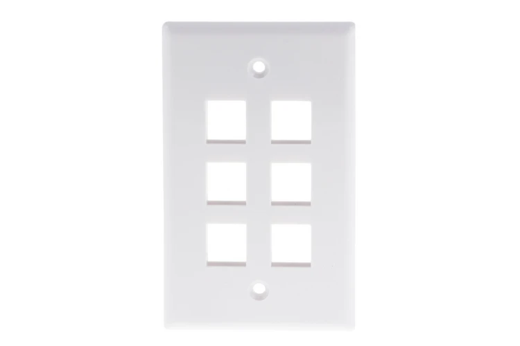 Keystone Wall Plate, 6 Port, White