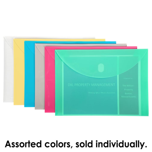 Poly XL Reusable Envelope, Letter Size, Side Load, Assorted Colors