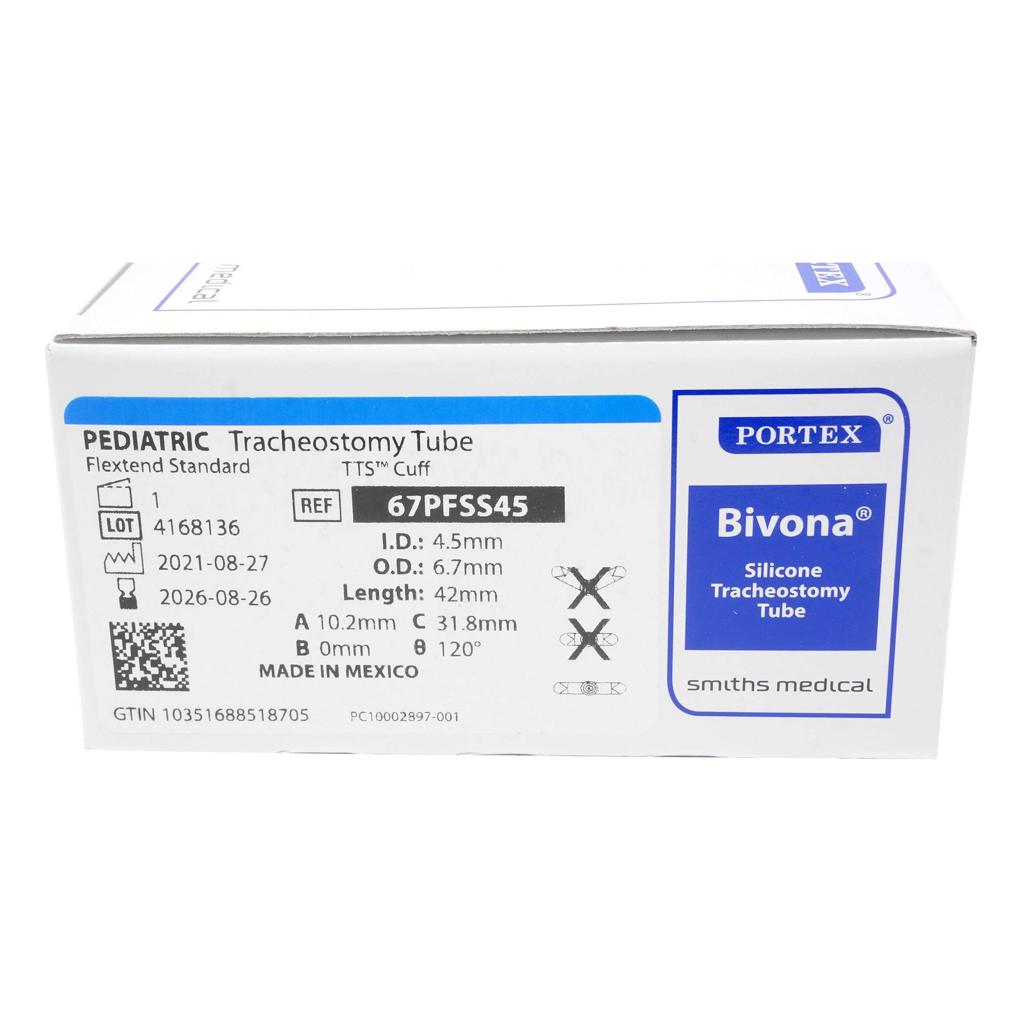 Bivona FlexTend TTS Tracheostomy Tube, Size 4.5 MK 1008893
