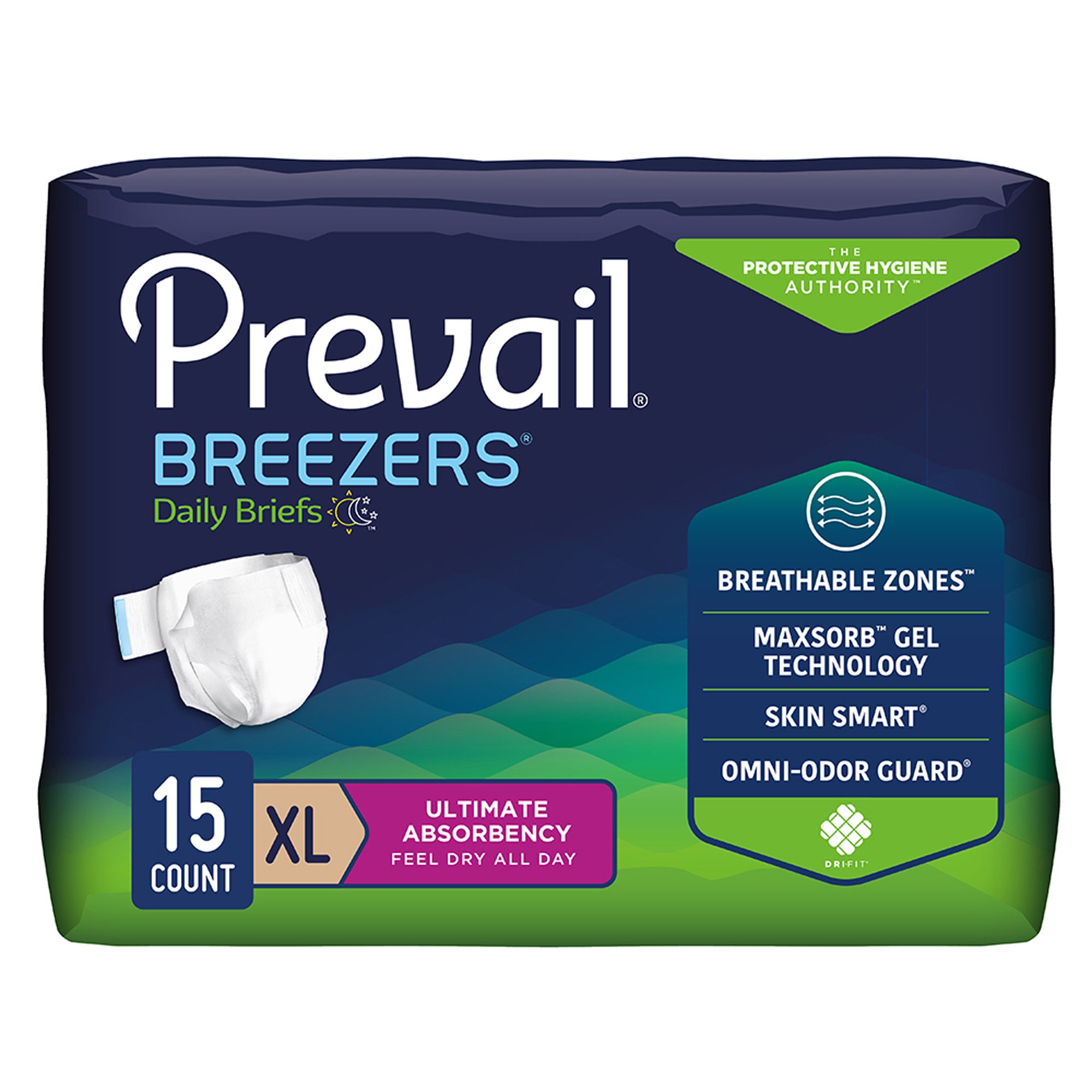 Prevail Breezers Ultimate Absorbency Incontinence Briefs, Extra Large MK 682565