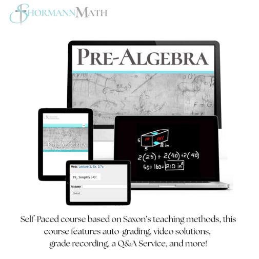 Shormann Pre-Algebra Self-Paced e-Learning Course 12 month subscription