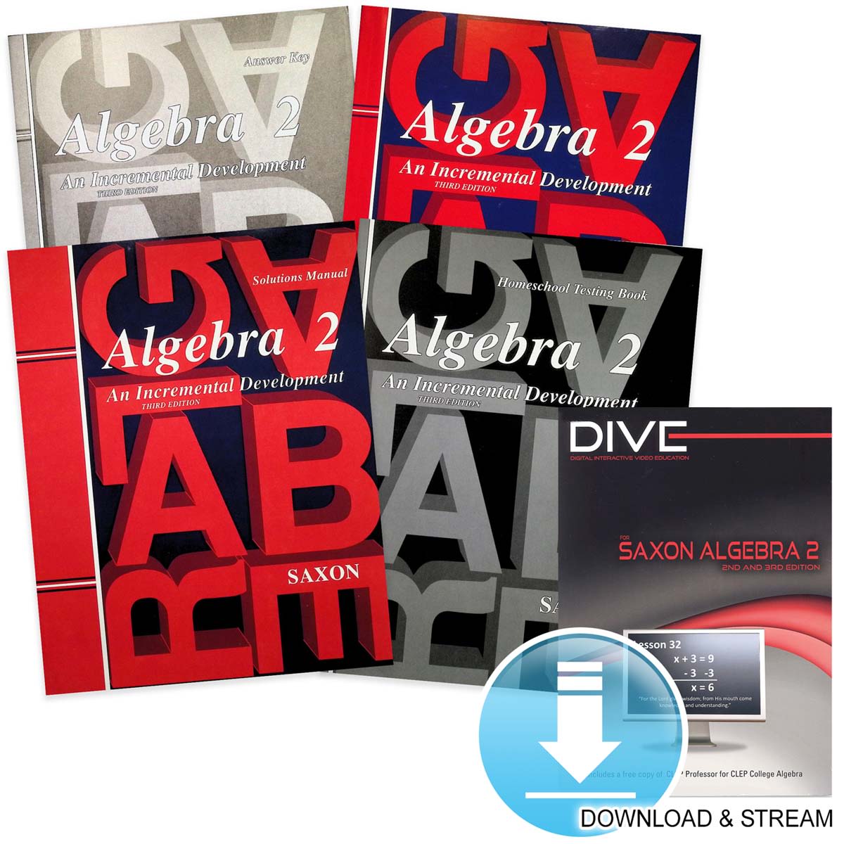 Saxon Algebra 2 3rd Edition Homeschool Study Kit with Solutions Manual Plus DIVE Download & Stream