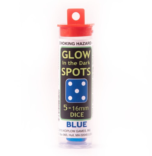 Glow-In-The-Dark Spots16mm Dice - Blue (set of 5)