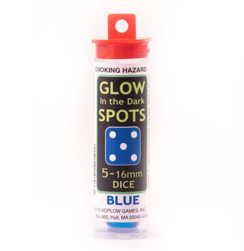 Glow-In-The-Dark Spots16mm Dice - Blue (set of 5)