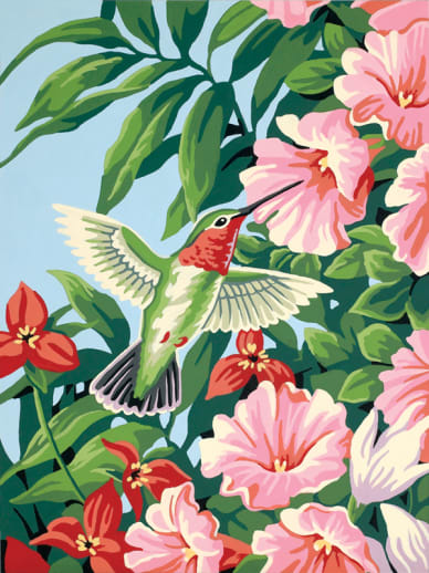 Hummingbird & Fuchsias Paint-By-Number (Intermediate)