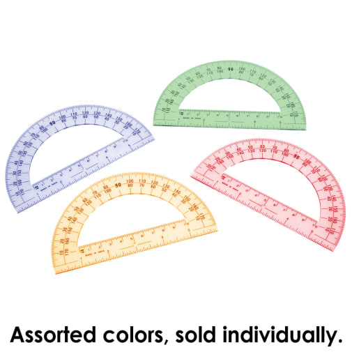 6" Plastic Protractor (Assorted Colors)