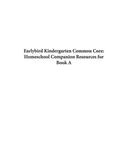 Homeschool Companion for Earlybird Common Core Resources A Cards