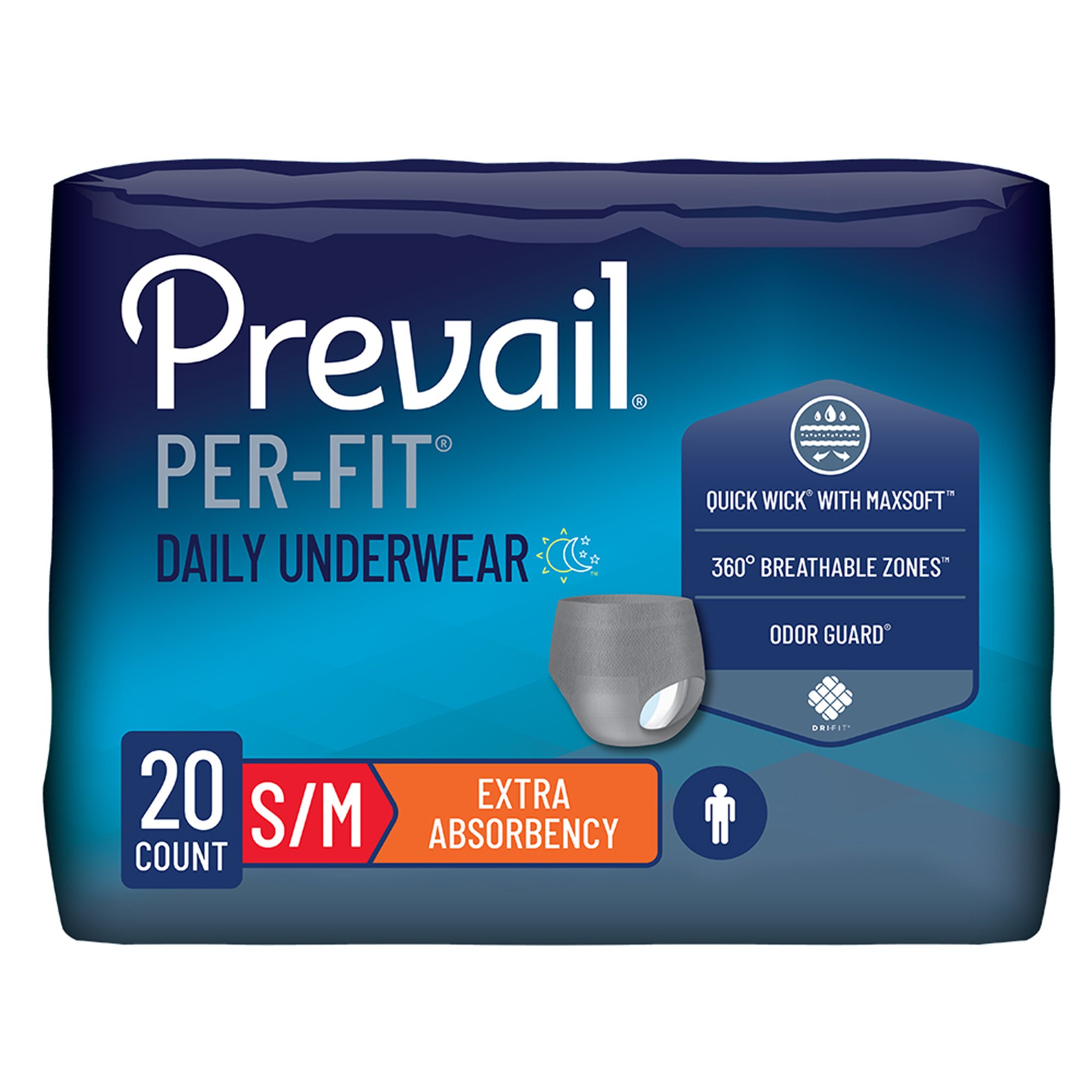 Prevail Per-Fit Men Adult Moderate Absorbent Underwear, Medium, White MK 881919