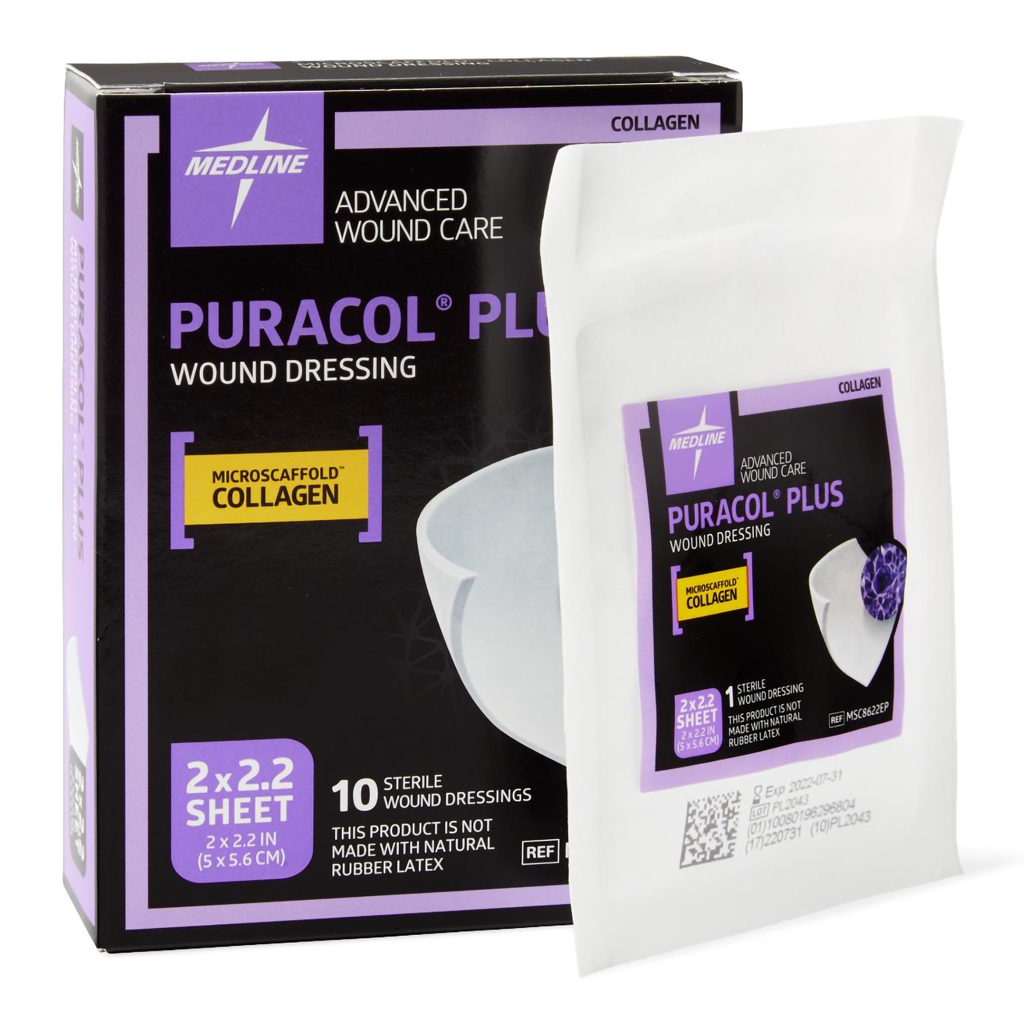 Collagen Dressing Puracol Plus 2 X 2-1/4 Inch Rectangle Sterile MK 886669