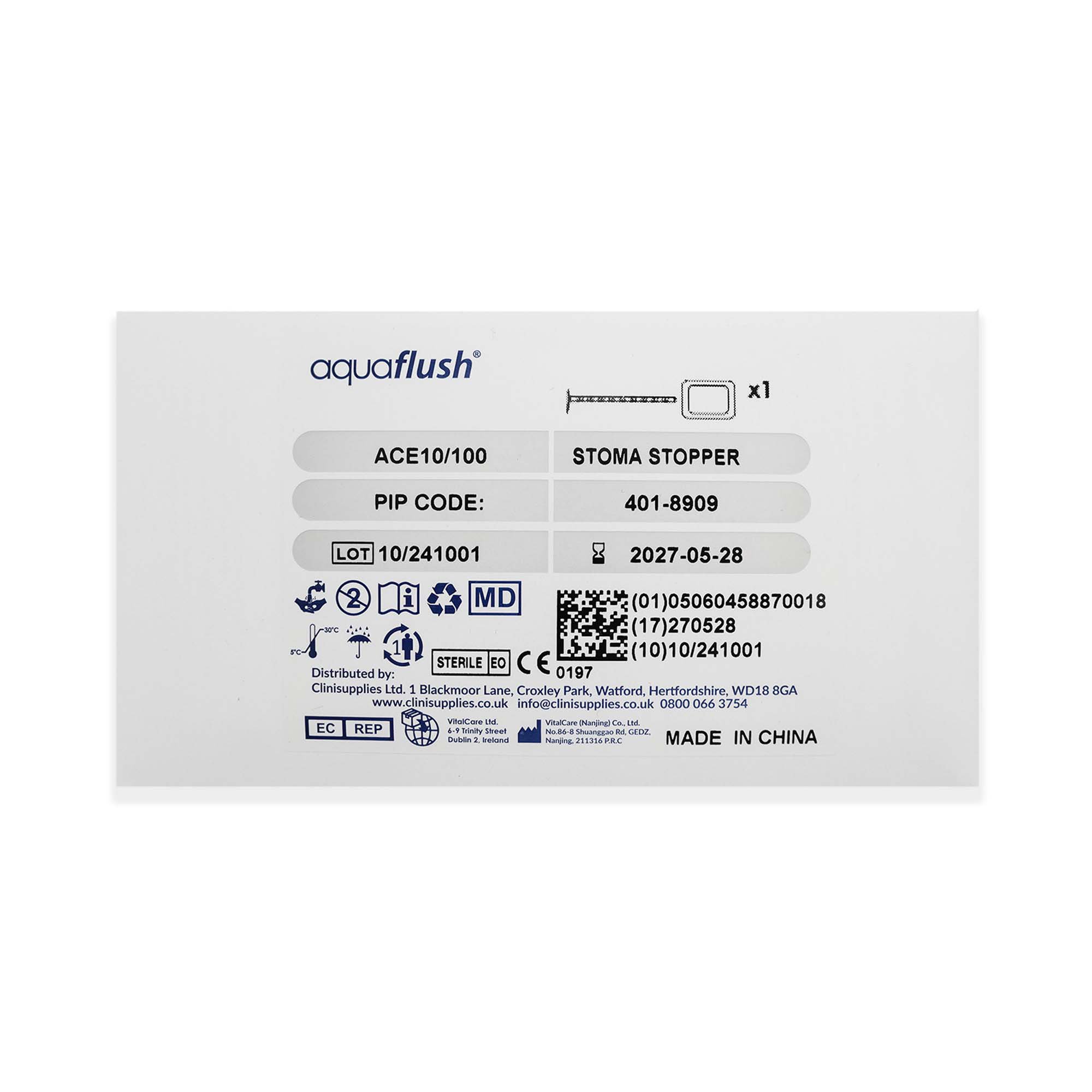 Stoma Stopper aquaflush 10 Fr., Trim To Fit, Silicone MK 1129210