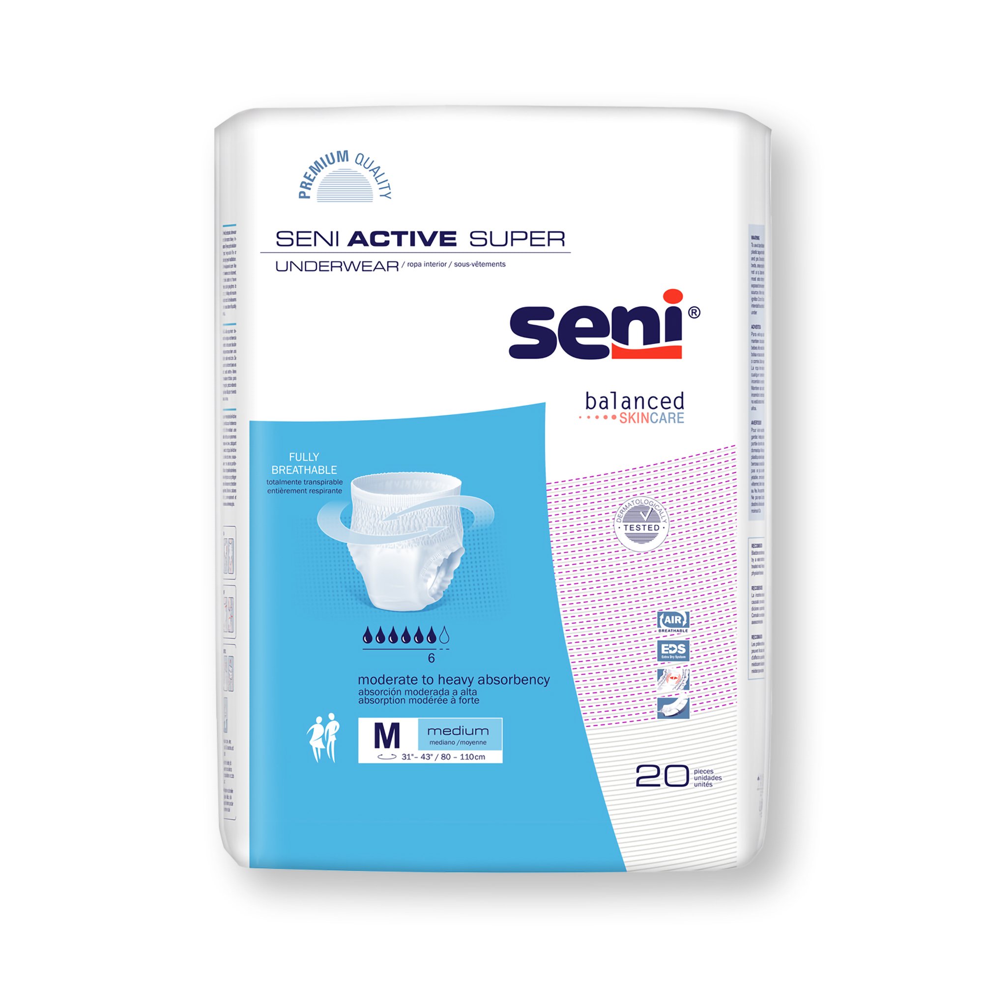 Seni Active Super Moderate to Heavy Absorbent Underwear, Medium MK 1163849