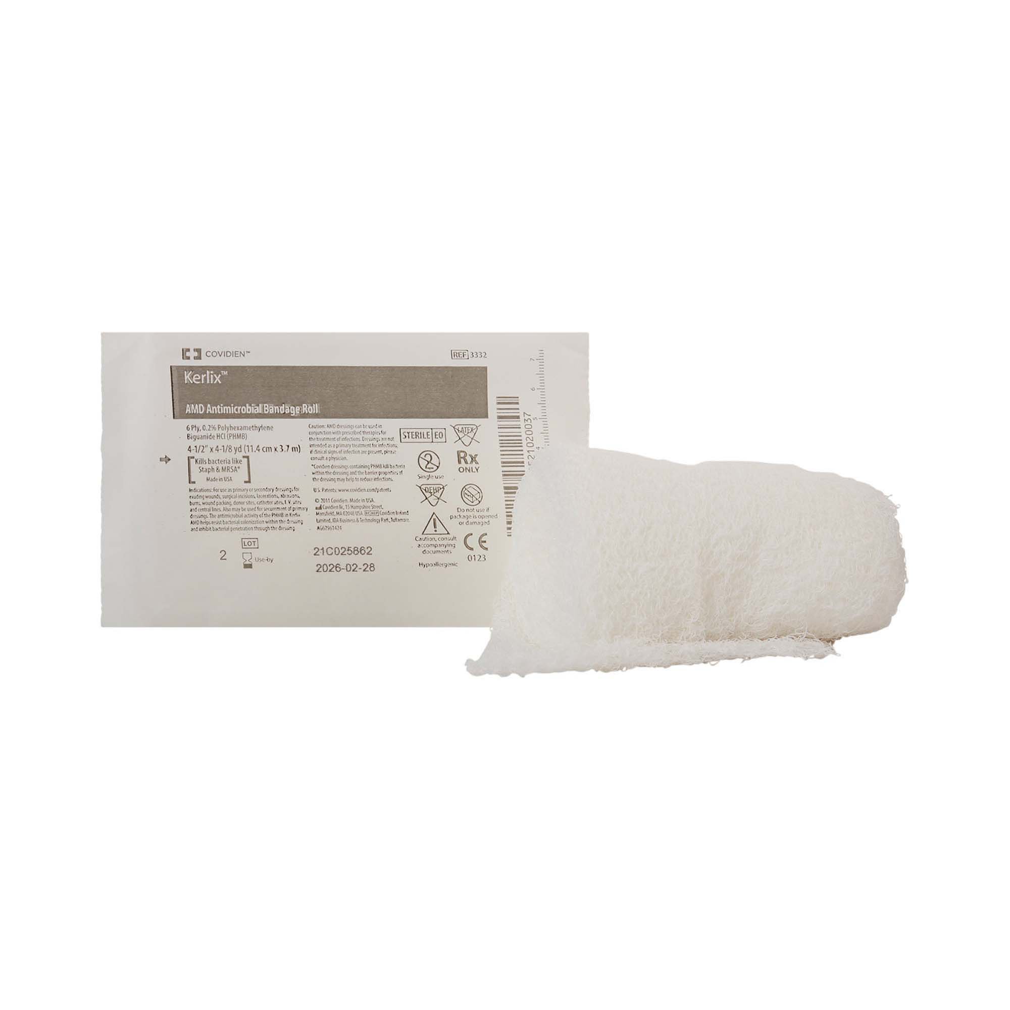 Kerlix AMD Sterile Antimicrobial Gauze Sponge, 4-1/2 Inch x 4-1/10 Yard, 6-Ply MK 439785