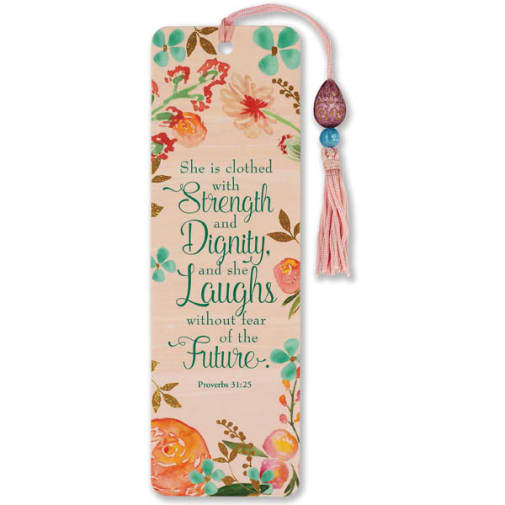 She Is Clothed with Strength and Dignity Beaded Bookmark