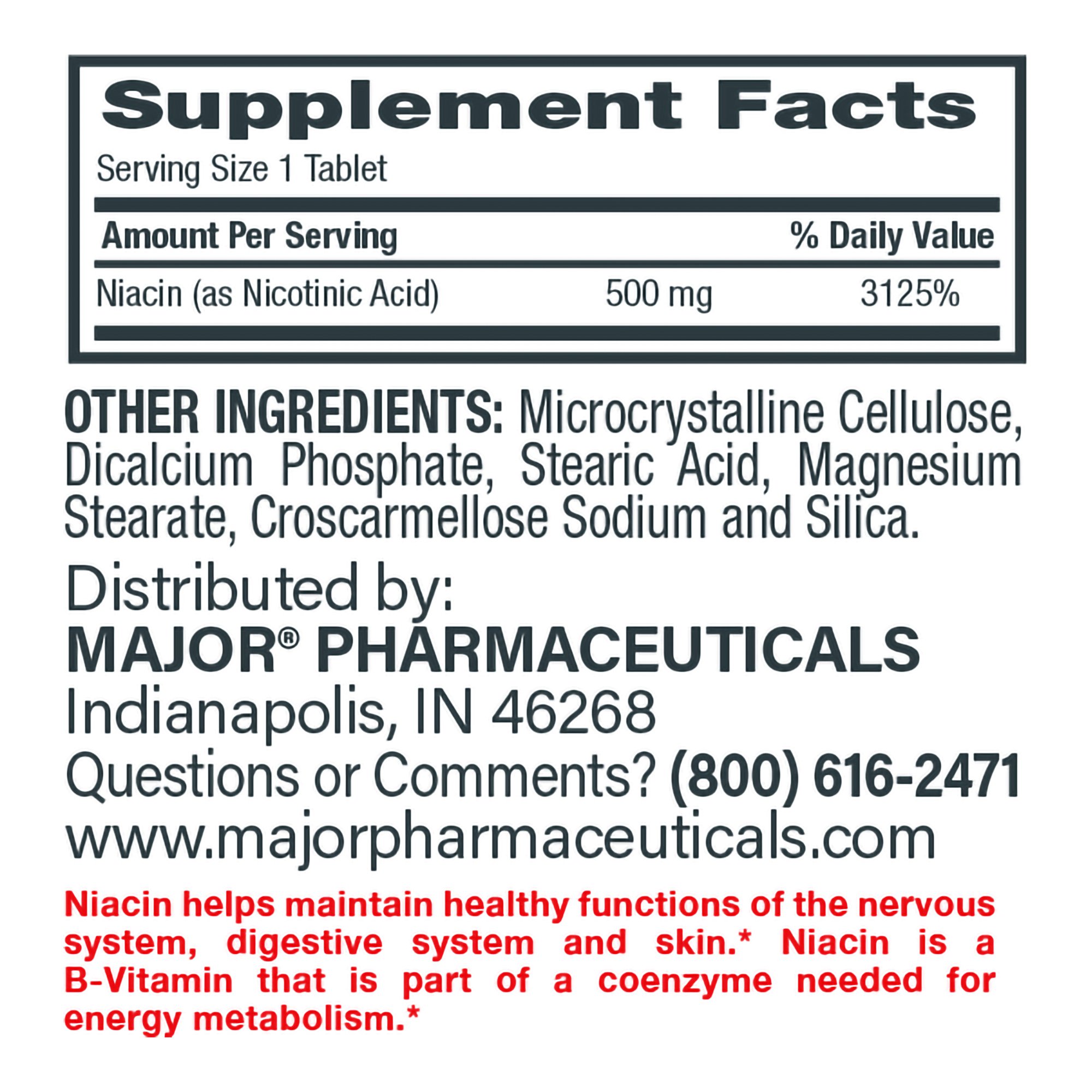Major Vitamin B-3 Dietary Supplement MK 852663