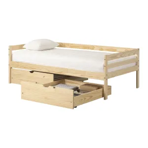 Cama de día de madera maciza con cajones de almacenamiento