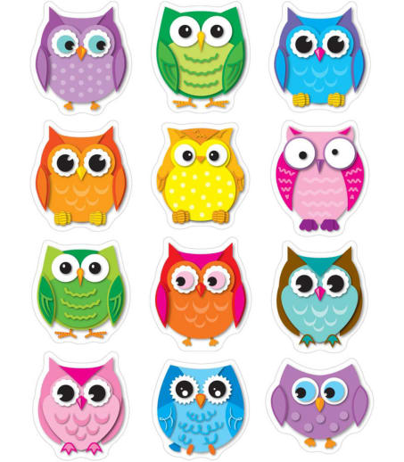 Colorful Owls Shape Stickers (72 Count)