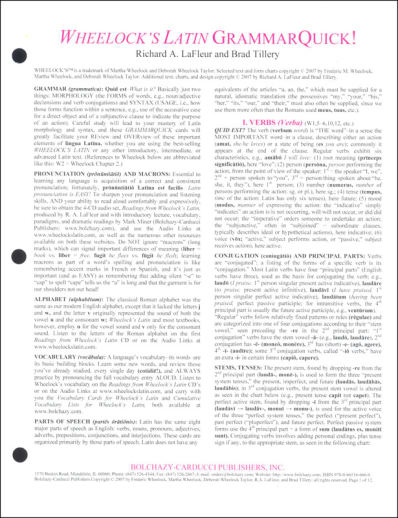 Wheelock's Latin GrammarQuick! Cards