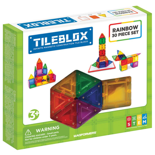 TileBlox Rainbow - 30 piece set with Magnetic Board