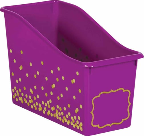 Purple Confetti Plastic Book Bin