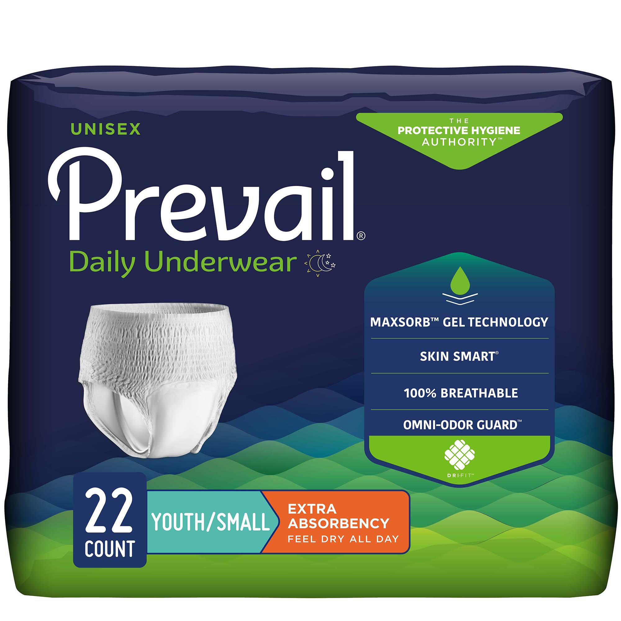 Prevail Daily Underwear Extra Absorbent Underwear, Small (Youth) MK 445894