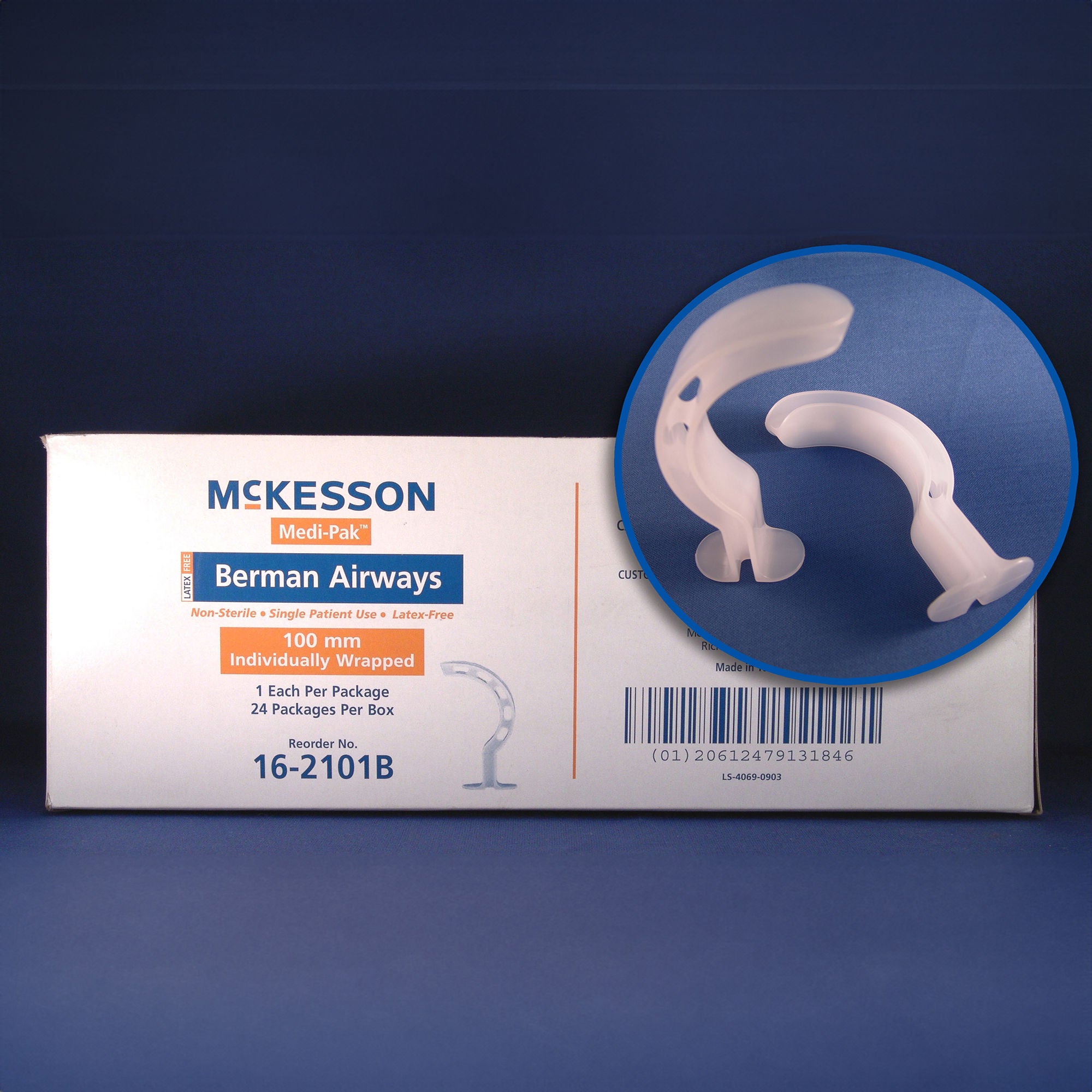 McKesson Berman Oropharyngeal Airway, Size 4, 90 mm Length, ISO 9 MK 485071