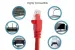 CAT6A Ethernet Patch Cable, Half-moon Boot, UTP, 2ft, Red