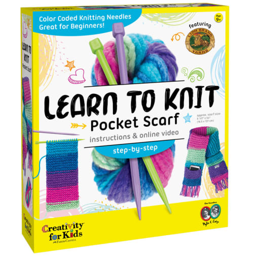 Creativity for Kids Learn to Knit Pocket Scarf Craft Kit