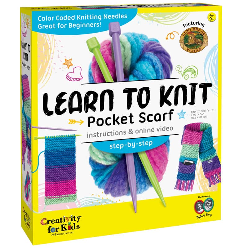 Creativity for Kids Learn to Knit Pocket Scarf Craft Kit