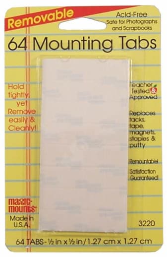 Removable Mounting Tabs - 64 Tabs 1/2"x1/2"