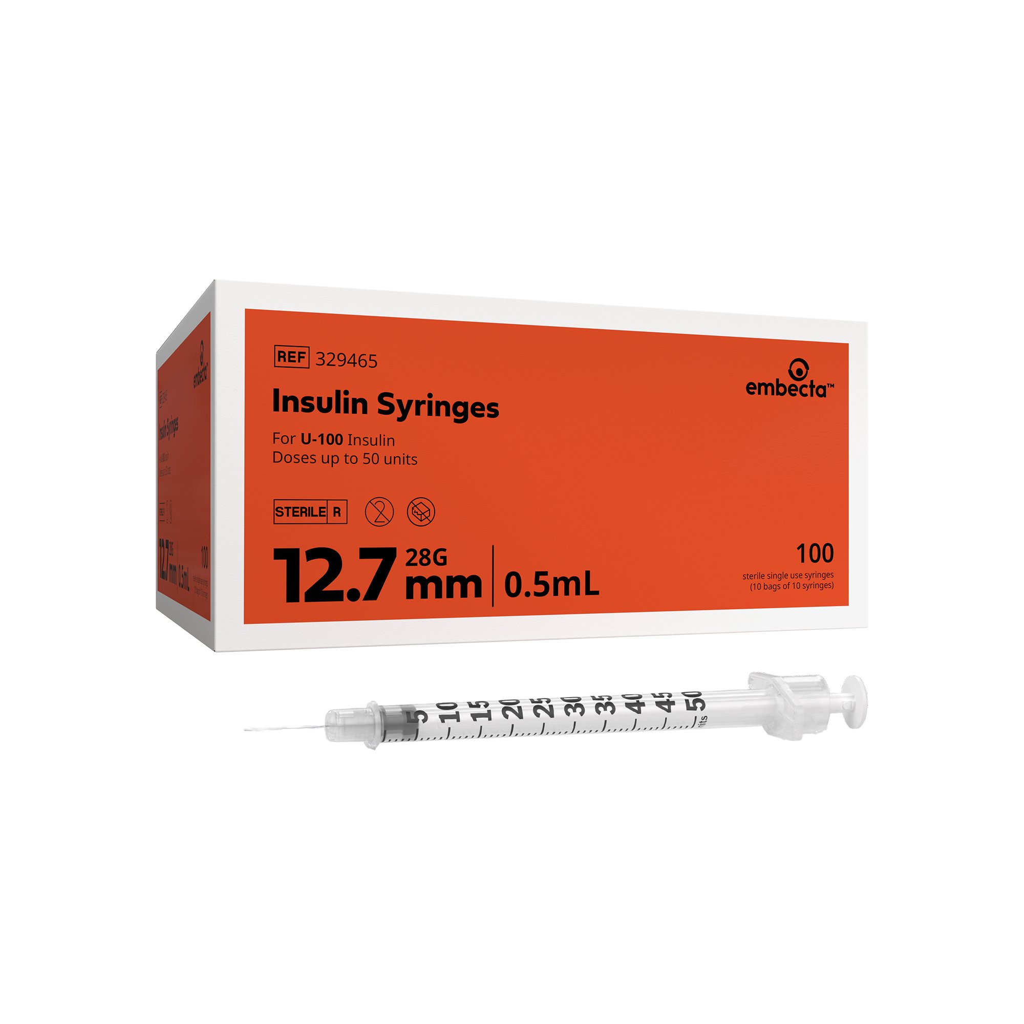 Lo-Dose Micro-Fine 0.5 mL Insulin Syringe with Needle, 28 Gauge, 1/2 Inch MK 170428