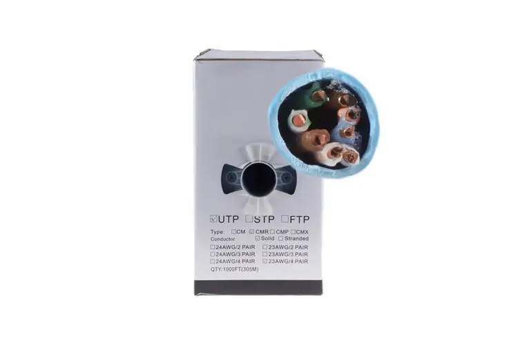 Cat5E Ethernet Cable, 1000' Pull Box, Plenum, Blue Cat5E Ethernet Cable, 1000' Pull Box, Plenum, Blue