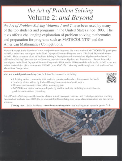 The Art of Problem Solving Volume 2: And Beyond Text & Solutions