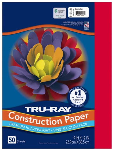 Construction Paper Fade-Resistant 9" x 12" Festive Red