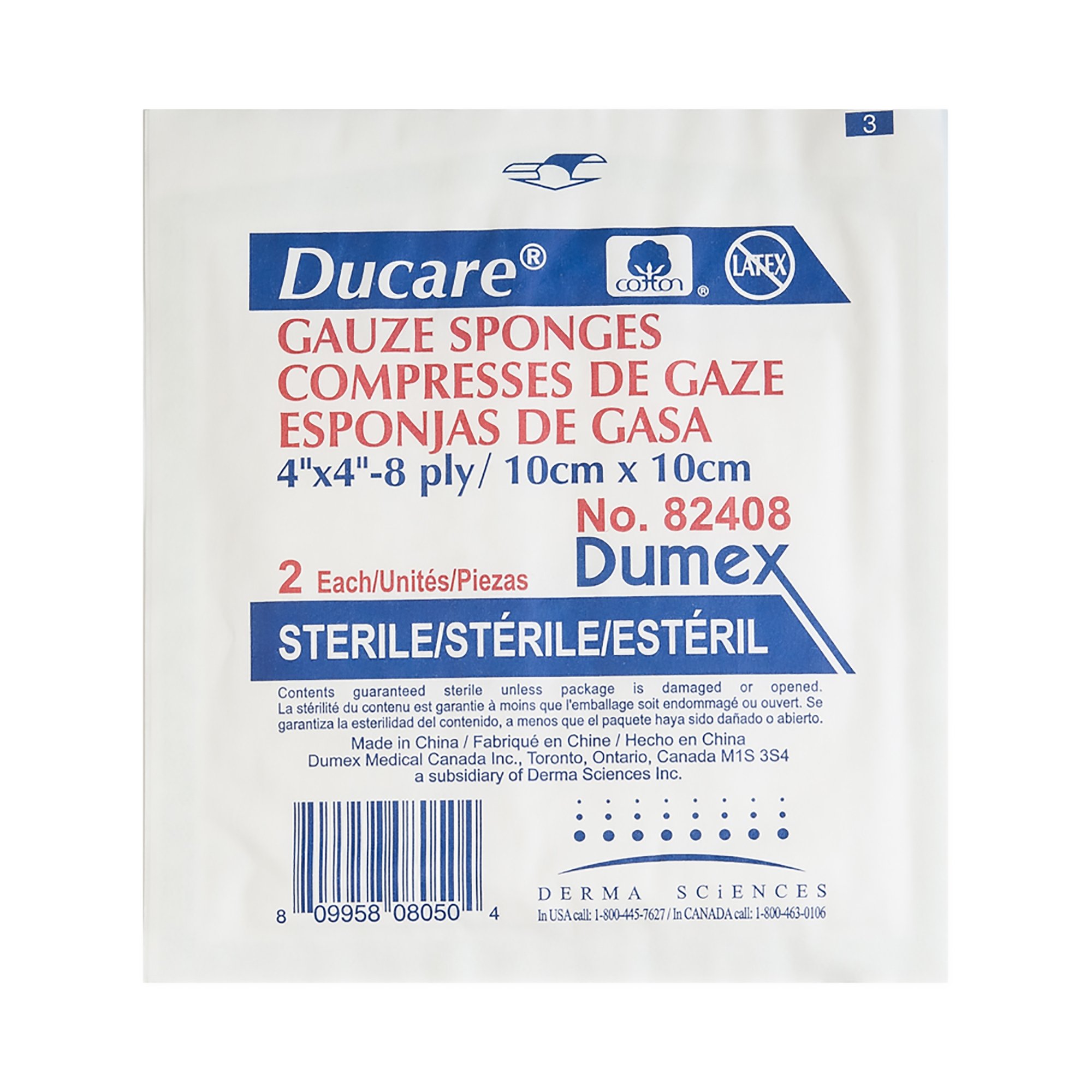 Ducare Sterile Gauze Sponge, 4 x 4 Inch, 8-Ply MK 645792