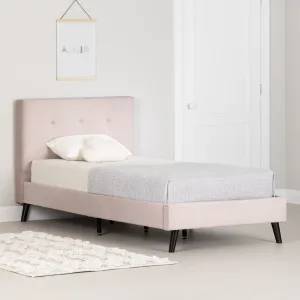 Cama tipo plataforma tapizada con cabecera