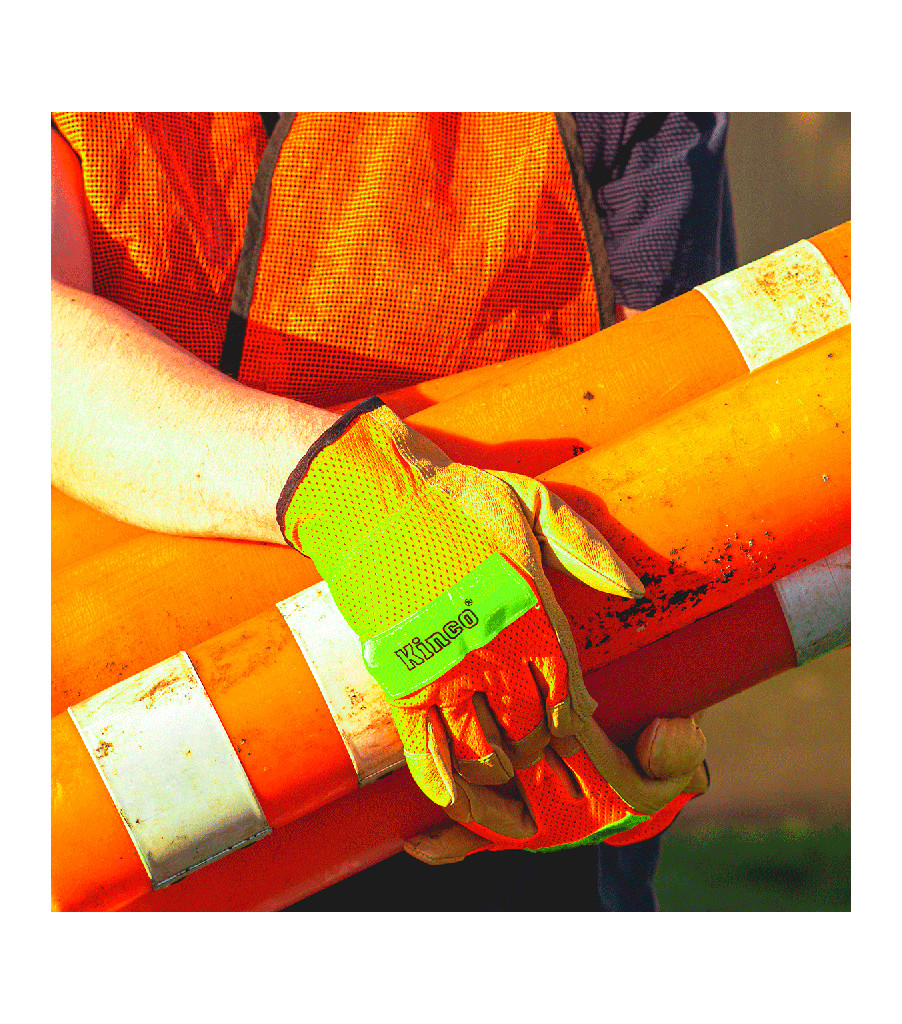 Hi-Vis Orange Mesh & Grain Pigskin Palm, Orange, large image number 3