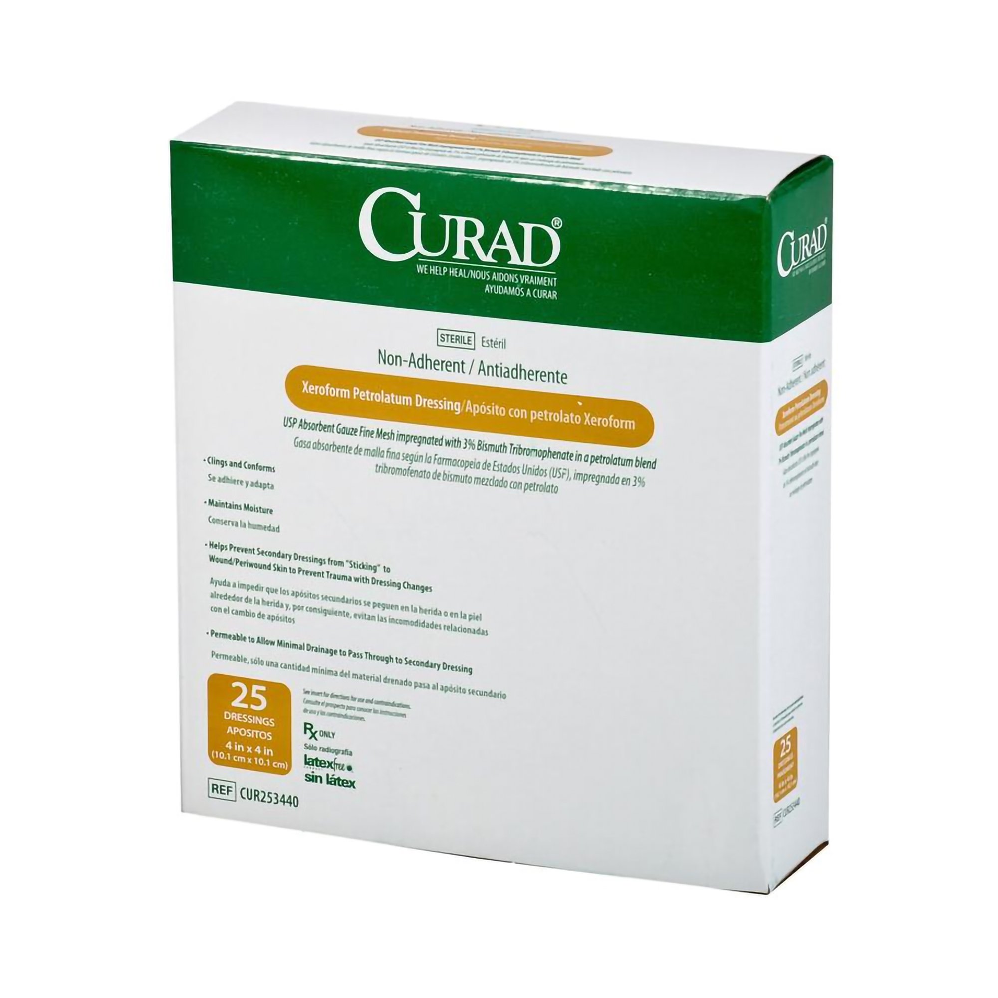 Curad Xeroform Petrolatum Impregnated Dressing, 4 x 4 Inch MK 771163