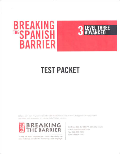 Breaking the Spanish Barrier - Level 3 (Advanced) Teacher Test Program (print)