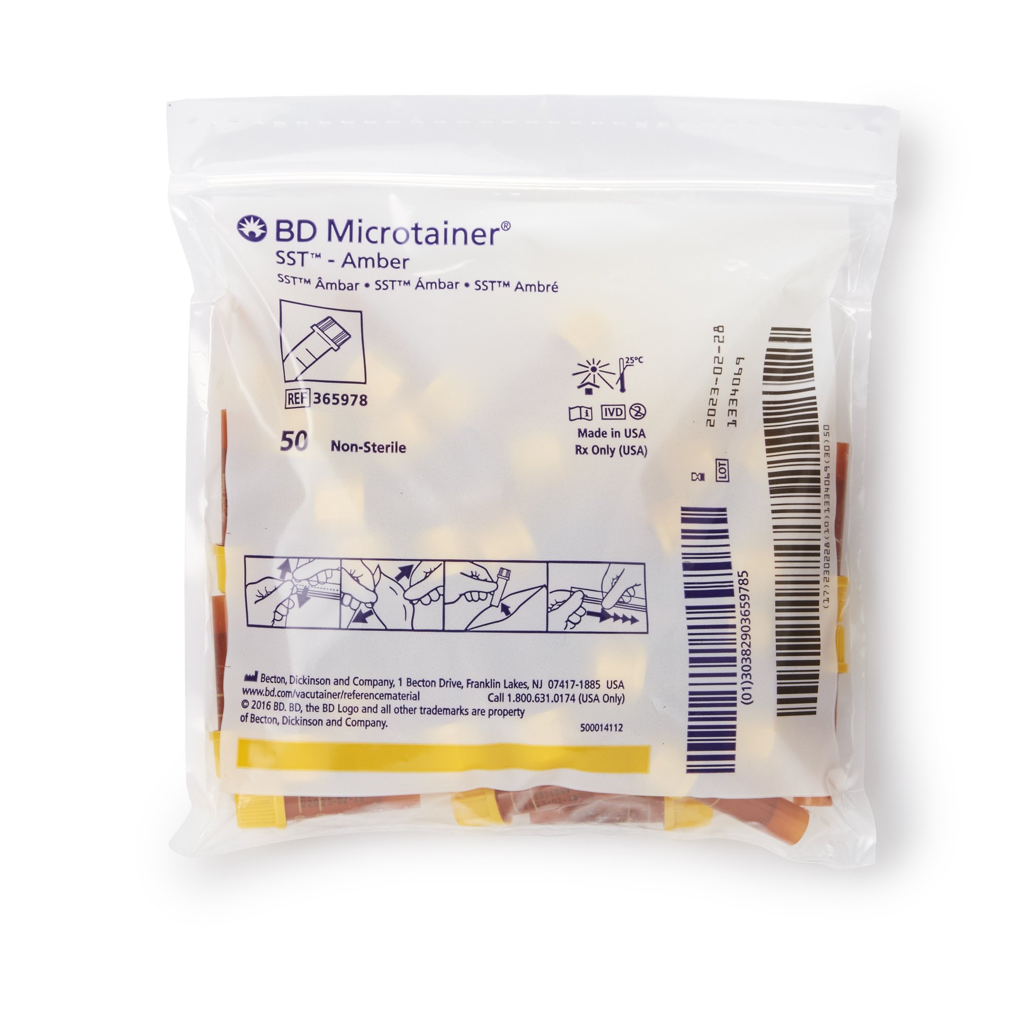 BD Microtainer SST Capillary Blood Collection Tube Clot Activator / Separator Gel Additive 400 L to 600 L BD Microgard Closure Plastic Tube MK 419302