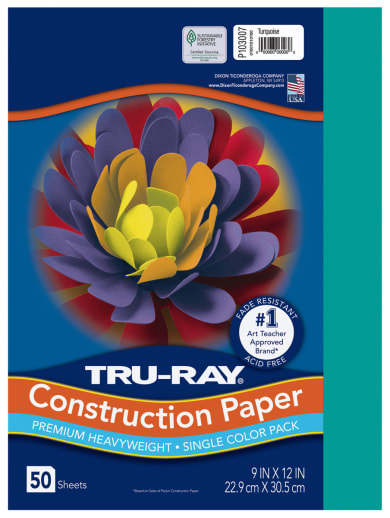 Construction Paper Fade-Resistant 9" x 12" Turquoise