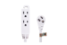 12Ft 16/3 Grounded 3-Outlet Flat Angle Power Extension Cord White