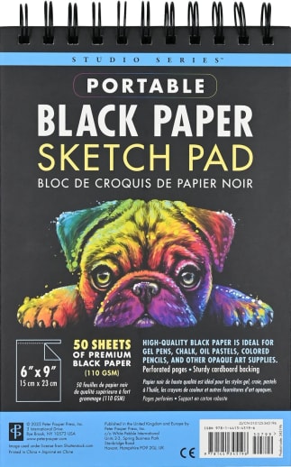 Studio Series Portable Black Paper Sketch Pad (6x9)