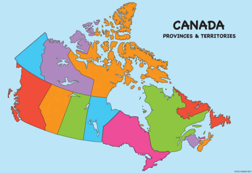 Canada Poly Map Chart Write-On/Wipe-Off (Poly Maps)