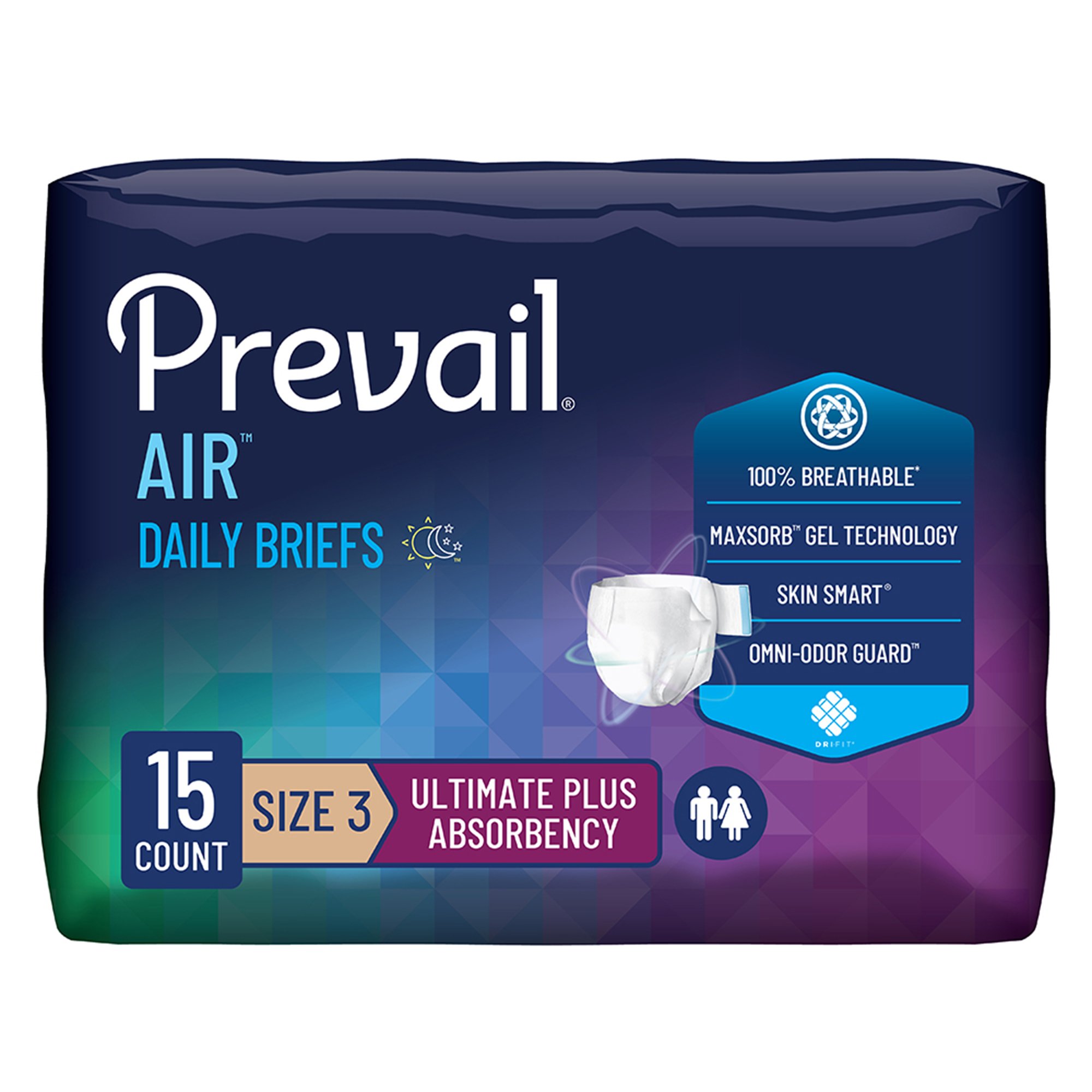 Prevail Air Stretchable Ultimate Plus Absorbency Briefs, Size 3 MK 1183654