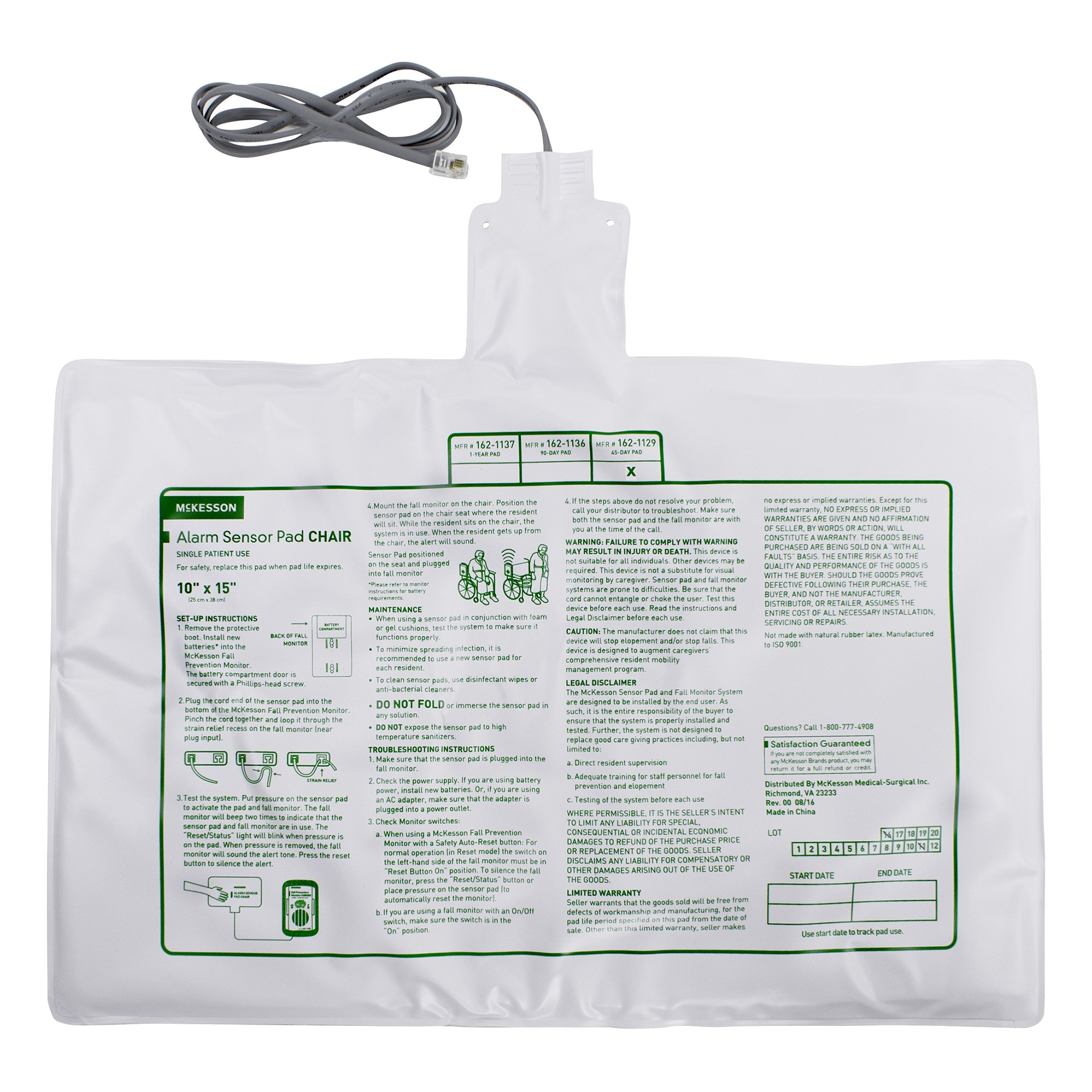 McKesson Chair Alarm Sensor Pad, 10 x 15 Inch MK 1020962