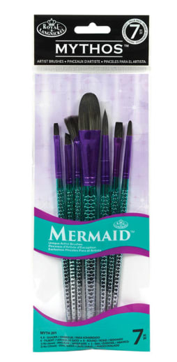 Royal & Langnickel Mythos Mermaid Black Taklon Paint Brush Set (7 piece)