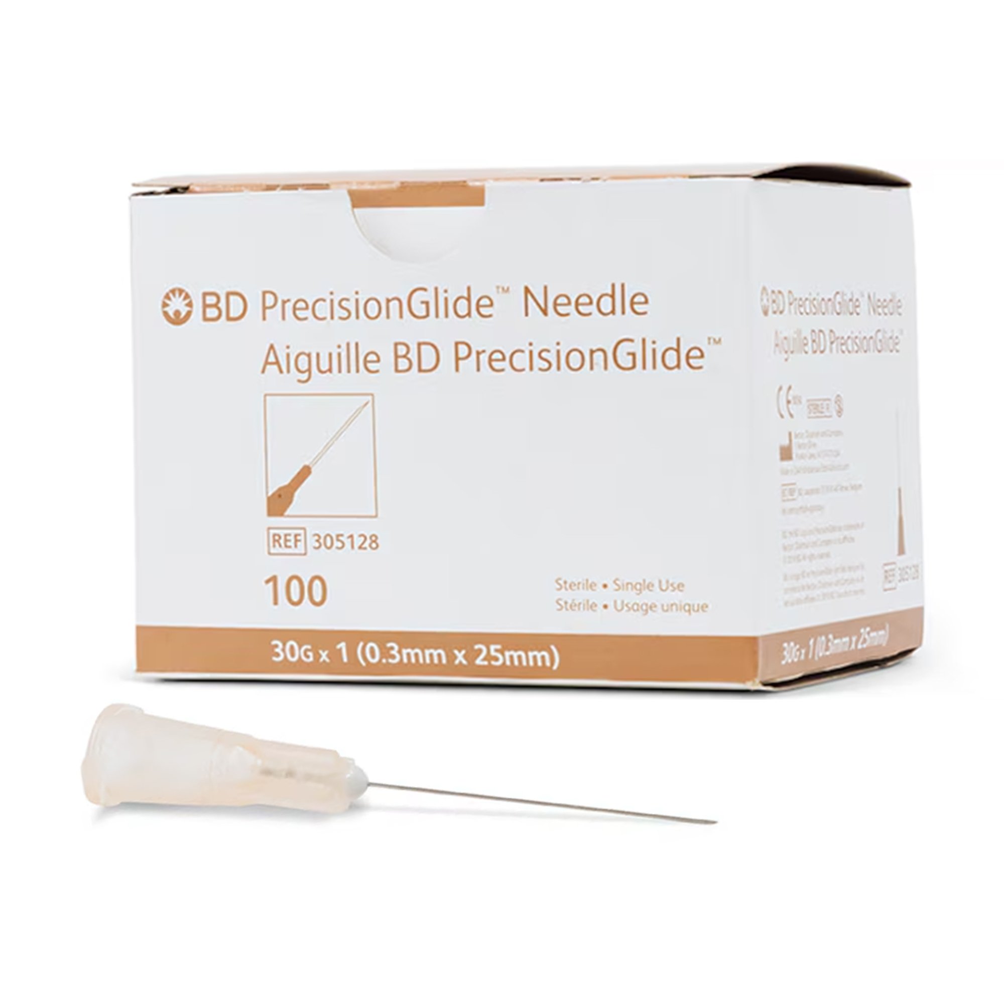 PrecisionGlide Hypodermic Needle, 30 Gauge, 1 Inch Length MK 171222